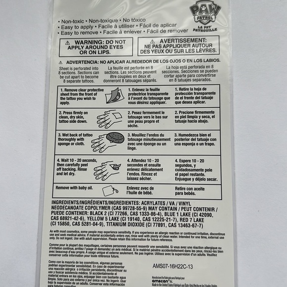 8 pcs Paw Patrol Temporary Tattoos - Picture 3 of 3